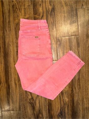 WHBM Coral Cropped Skinny Ankle Jeans